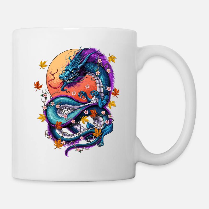 Vaporwave Japanischer Drache - Tasse - Weiß