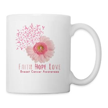 Pink Daisy Flower Faith Hope Love Breast Cancer Aw - Tasse - Weiß - Rechts