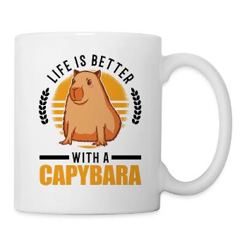 La vie est meilleure avec un Capybara Wasserschwein - Mug blanc - blanc - Droite