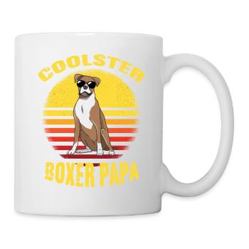 Niedliches Hunde Vintage Boxer Gassi Motiv - Tasse - Weiß - Rechts