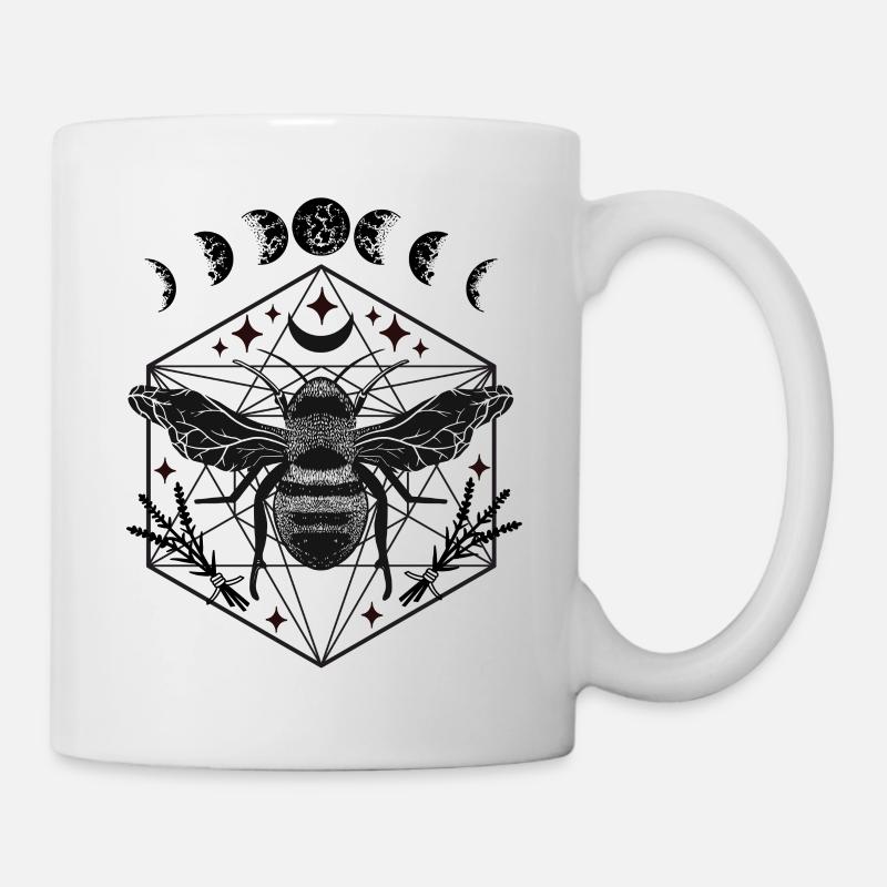 Biene mit Mondphasen Gothic Fantasy Geschenk - Tasse - Weiß
