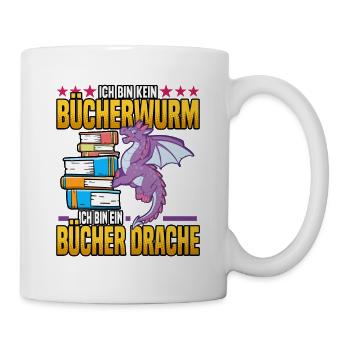 Ich bin kein Bücherwurm ich bin ein Bücher Drache - Tasse - Weiß - Rechts