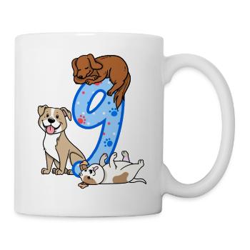 9. Geburtstag Junge Hunde Outfit 9 Jahre Alt - Tasse - Weiß - Rechts