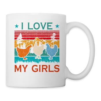 I Love My Girls Retro Farmer Farm Chick Funny Chic - Tasse - Weiß - Rechts