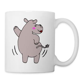 Tanzendes Nilpferd lustig Baby Kinder Geschenk - Tasse - Weiß - Rechts