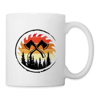 Chainsaw Axe Forester Lumberjack Saw Chain - Mug - white - Right