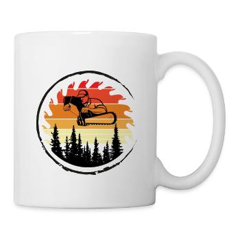Chainsaw Axe Forester Lumberjack Saw Chain - Mug - white - Right