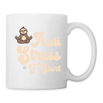 Anti-Stress T-Shirt mit Faultier - Tasse - Weiß - Rechts