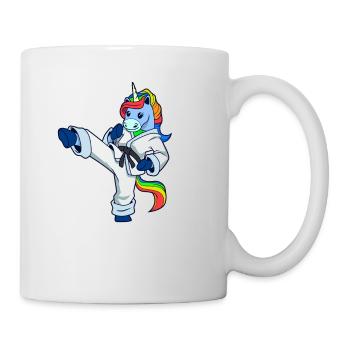 Comic Unicorn makes karate - Mug - white - Right