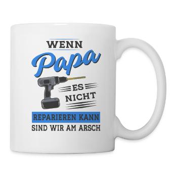 Papa Vater reparieren Heimwerker Werkzeug - Tasse - Weiß - Rechts
