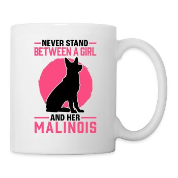 Girl with Malinois Belgian Shepherd - Mug - white - Right