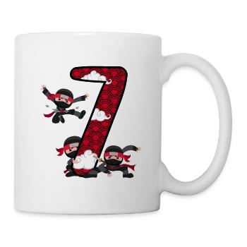 7. Geburtstag Junge Ninja 7 Jahre Ninja Kostüm - Tasse - Weiß - Rechts