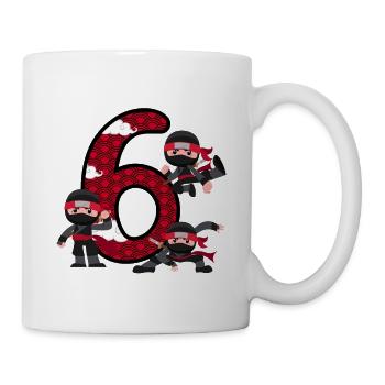 6. Geburtstag Junge Ninja 6 Jahre Ninja Kostüm - Tasse - Weiß - Rechts
