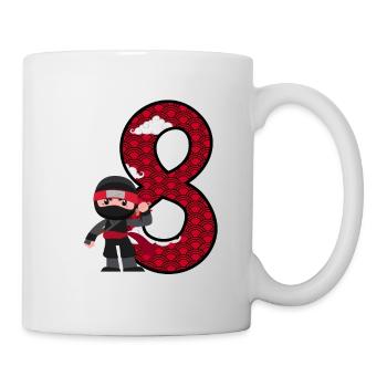 8. Geburtstag Junge Ninja 8 Jahre Ninja Kostüm - Tasse - Weiß - Rechts