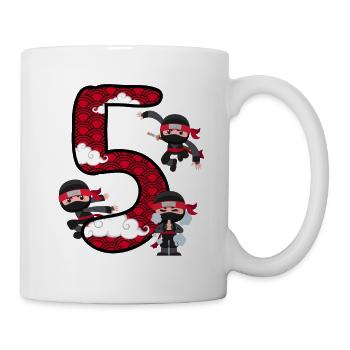 5. Geburtstag Junge Ninja 5 Jahre Ninja Kostüm - Tasse - Weiß - Rechts