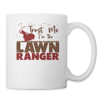 Rasenpfleger Rasentraktor Rasenmäher Balkenmäher - Tasse - Weiß - Rechts