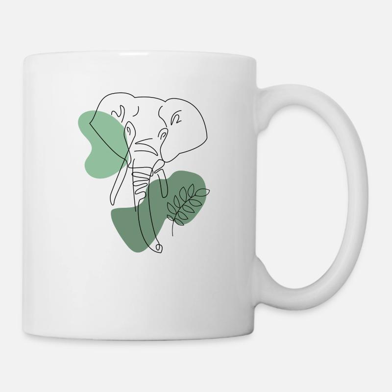 Elephant One Line Art Cadeau d’art abstrait - Mug blanc - blanc
