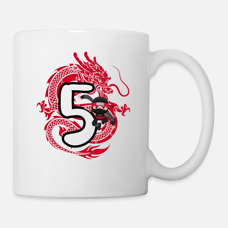 5. Geburtstag Junge 5 Jahre Ninja Drache Kostüm - Tasse - Weiß
