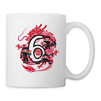 6. Geburtstag Junge 6 Jahre Ninja Drache Kostüm - Tasse - Weiß - Rechts