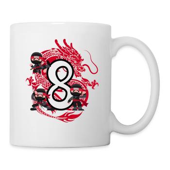 8. Geburtstag Junge 8 Jahre Ninja Drache Kostüm - Tasse - Weiß - Rechts