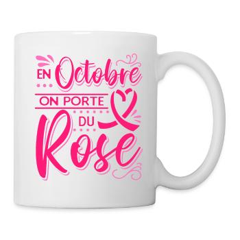 Octobre Ruban Rose Cancer du Sein Sensibilisation - Mug blanc - blanc - Droite