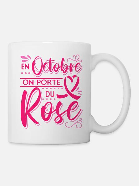 Octobre Ruban Rose Cancer du Sein Sensibilisation - Mug blanc - blanc