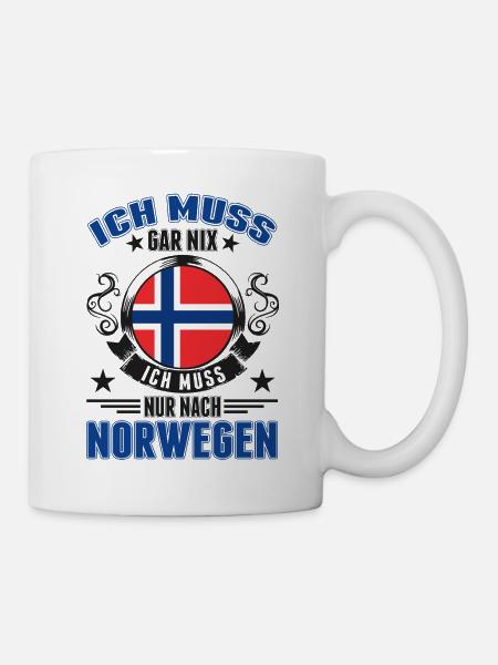 Norwegen Urlaub Norwegische Flagge - Tasse - Weiß