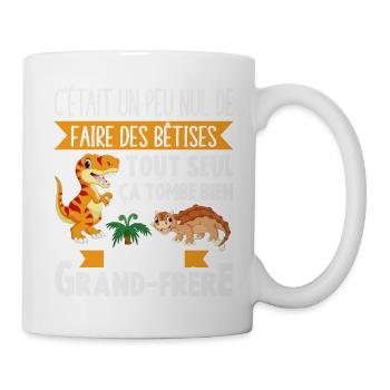 Cadeau Annonce Grossesse Grand-frère Dinosaure - Mug blanc - blanc - Droite