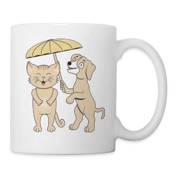 KATZE HUND SCHIRM - Tasse - Weiß - Rechts
