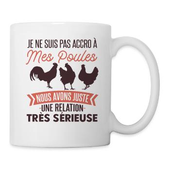 Accro À Mes Poules Cadeau Jardinage Humour - Mug blanc - blanc - Droite