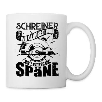 Schreiner Herren TShirt mit Hobel - Tasse - Weiß - Rechts