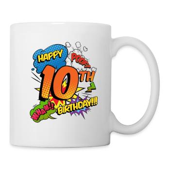 10. Geburtstag Junge Comic-Stil Superhelden - Tasse - Weiß - Rechts