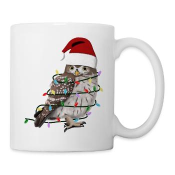 Owl String Lights Christmas Bird Cap - Mug - white - Right