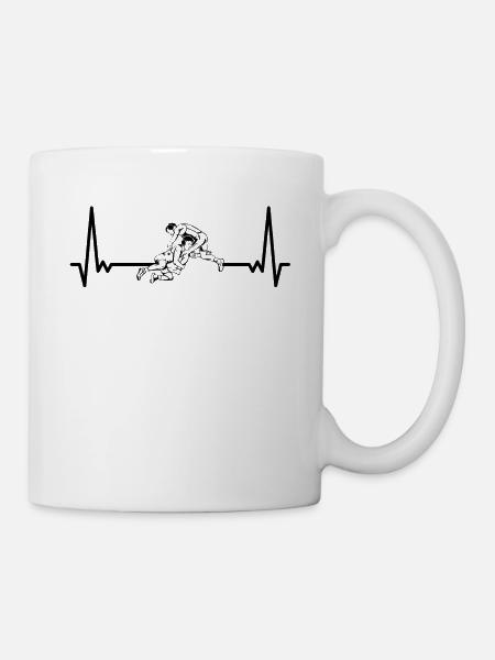 Herzschlag Ringen EKG Ringer Wrestling - Tasse - Weiß