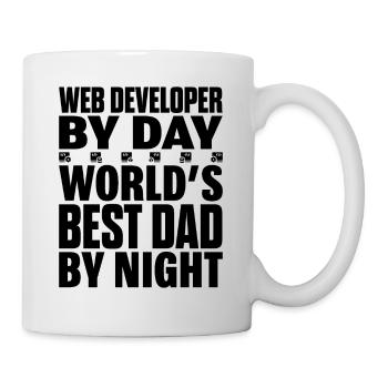 Web Developer By Day World's Best Dad By Night - Tasse - Weiß - Rechts