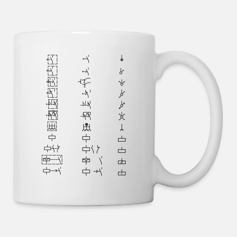 Elektrische Symbole - Schalter - Tasse - Weiß