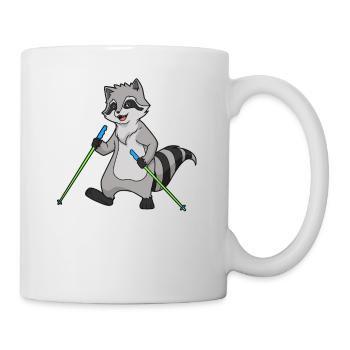 Nordic Walking Comic Raccoon - Mug - white - Right