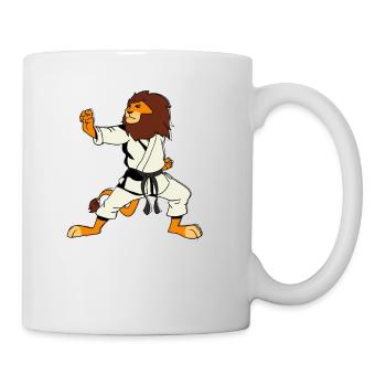 Comic Löwe macht Karate - Tasse - Weiß - Rechts