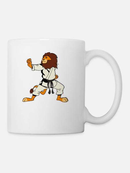 Comic Löwe macht Karate - Tasse - Weiß