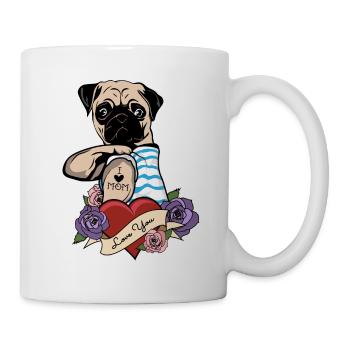 I Love Mom Tattoo I Pug Mom - Mug - white - Right
