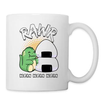 Rawr Nom Nom Nom Süßer Dinosaurier Sushi Reis Süß - Tasse - Weiß - Rechts