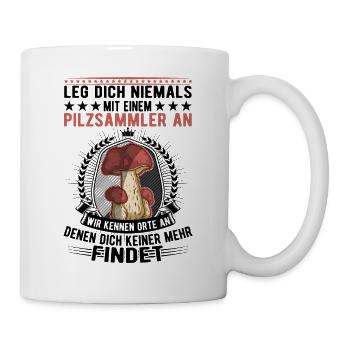 Pilz Pilzkorb Pilze Pilzsammler - Tasse - Weiß - Rechts