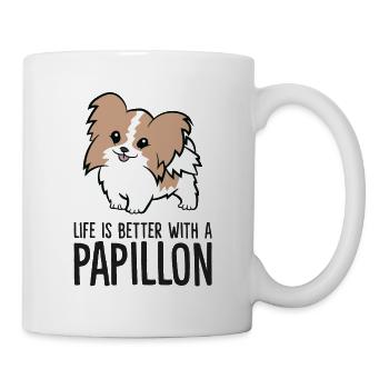 Das Leben ist besser mit einem Papillon - Tasse - Weiß - Rechts