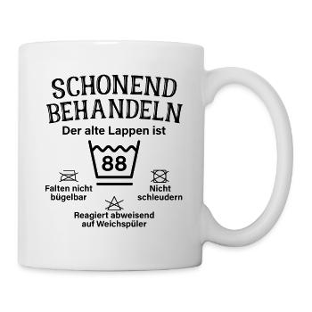 Schonend Behandeln 88 Geschenk Zum 88. Geburtstag - Tasse - Weiß - Rechts