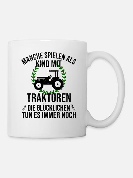 Bauer Landwirt Traktor Trecker Glückliche Kindheit - Tasse - Weiß