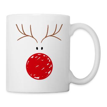Rentier Rote Nase Geschenk lustig Weihnachten - Tasse - Weiß - Rechts