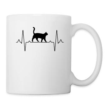Katze Herzschlag - Tasse - Weiß - Rechts
