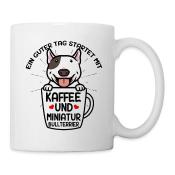 Miniature Bull Terrier Miniatur Bullterrier Kaffee - Tasse - Weiß - Rechts