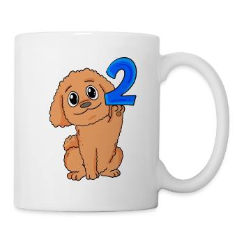 2 Jahre alt - 2 Geburtstag - Pudel Hund Motiv - Tasse - Weiß - Rechts
