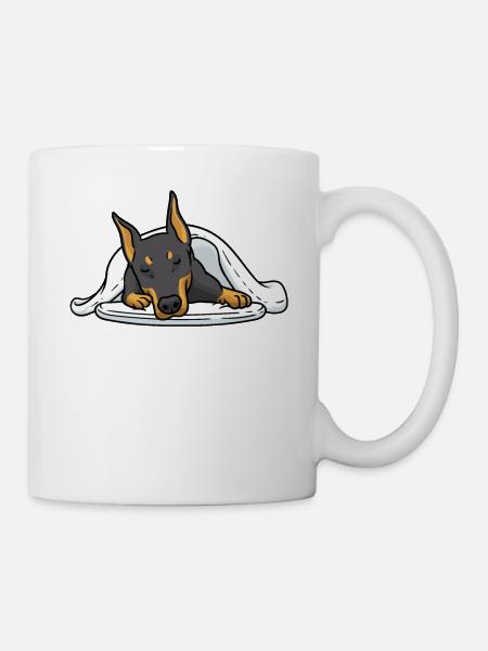 Doberman Dog Sleep chemise Pyjama Doberman - Mug blanc - blanc